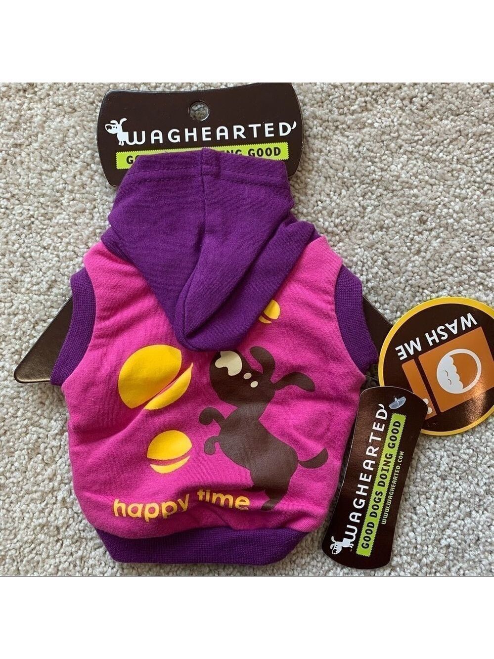 NWT Waghearted pink purple happy time dog top Sz XXS
